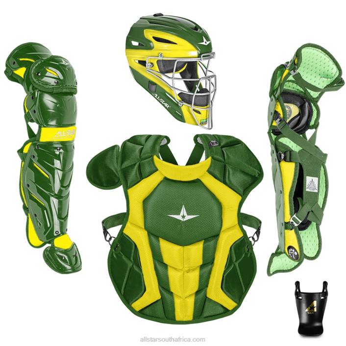 All Star S7 AXIS TWO TONE AGES 12-16, 15.5" // MEETS NOCSAE T4LT174 Dark Green/Gold